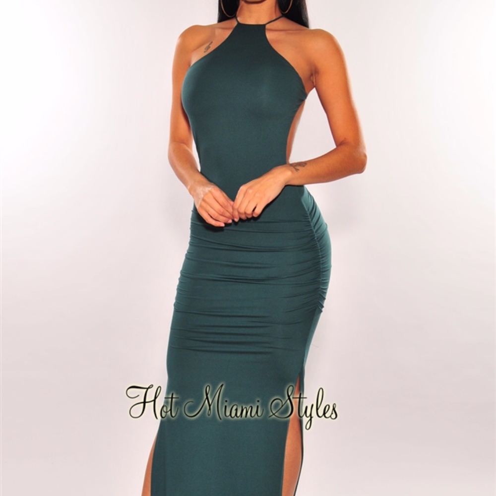 Forest Green Split Leg Maxi Dress